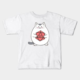 Fat Cat with Polyhedral D20 Dice Kids T-Shirt